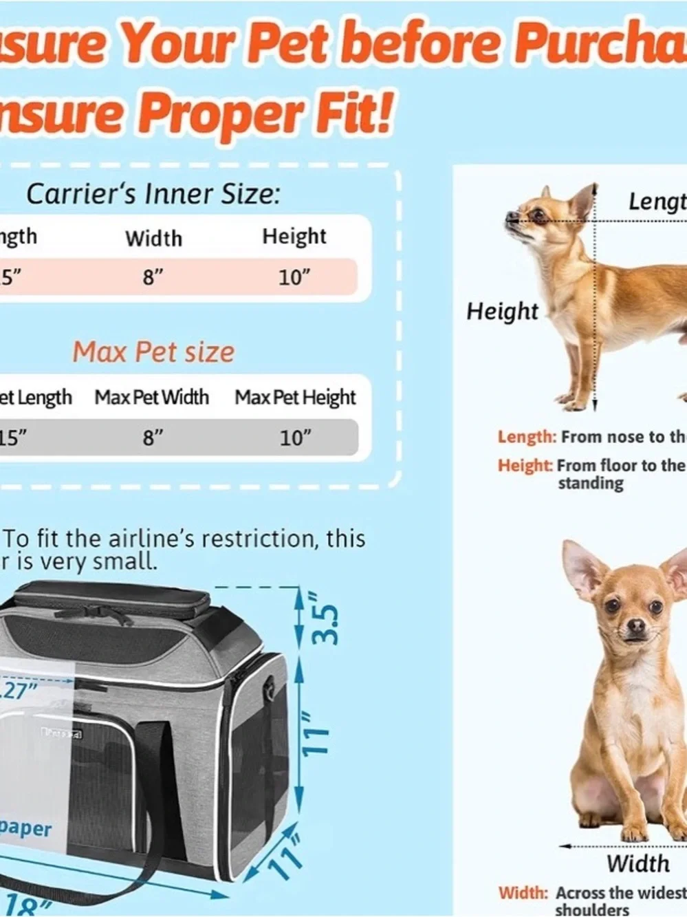 Practically New Airline-Approved Pet Carrier (18x11x11)